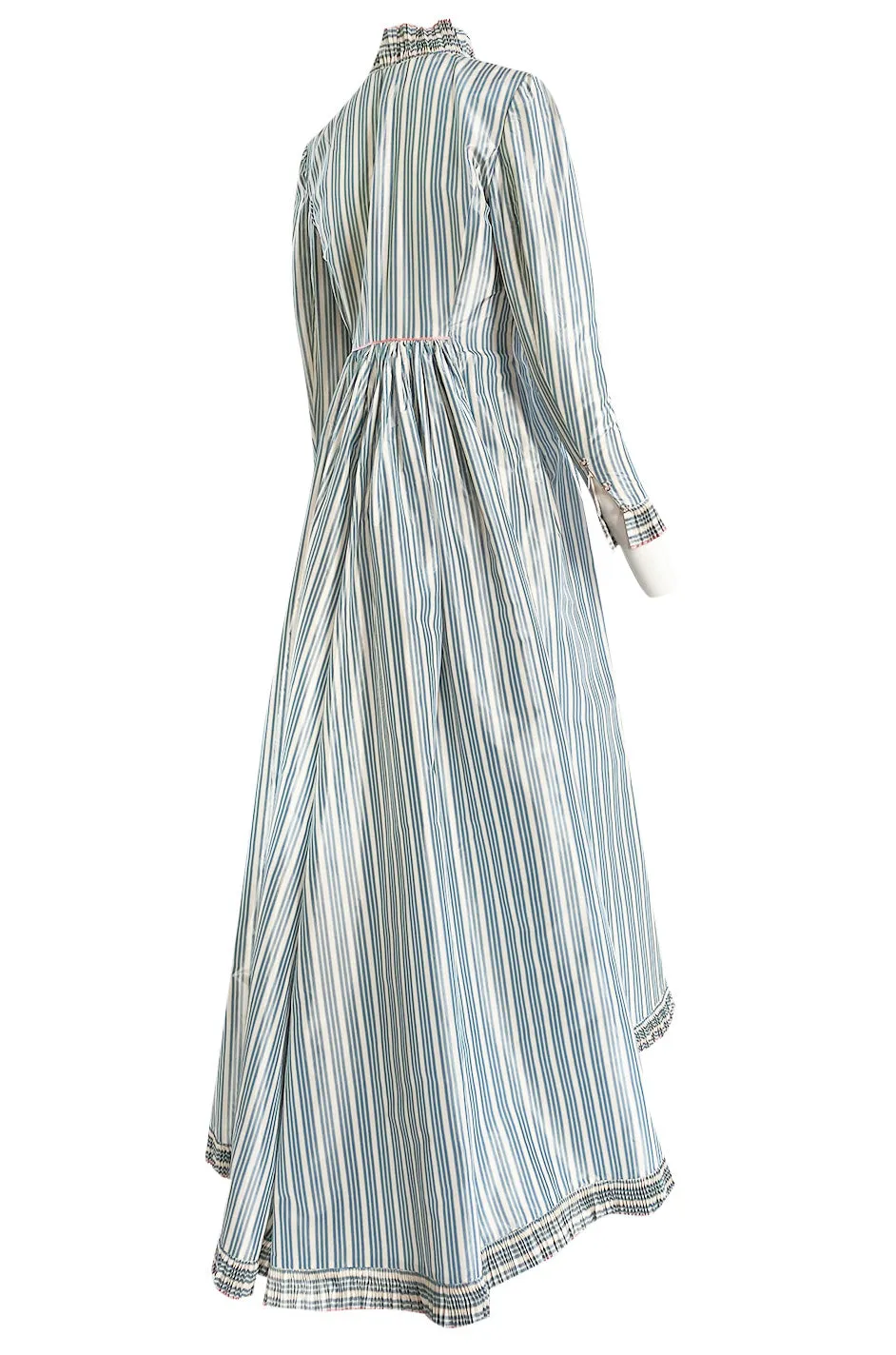 1998 Balmain by Oscar de la Renta Haute Couture Striped Silk Evening Coat Dress & Pant Set