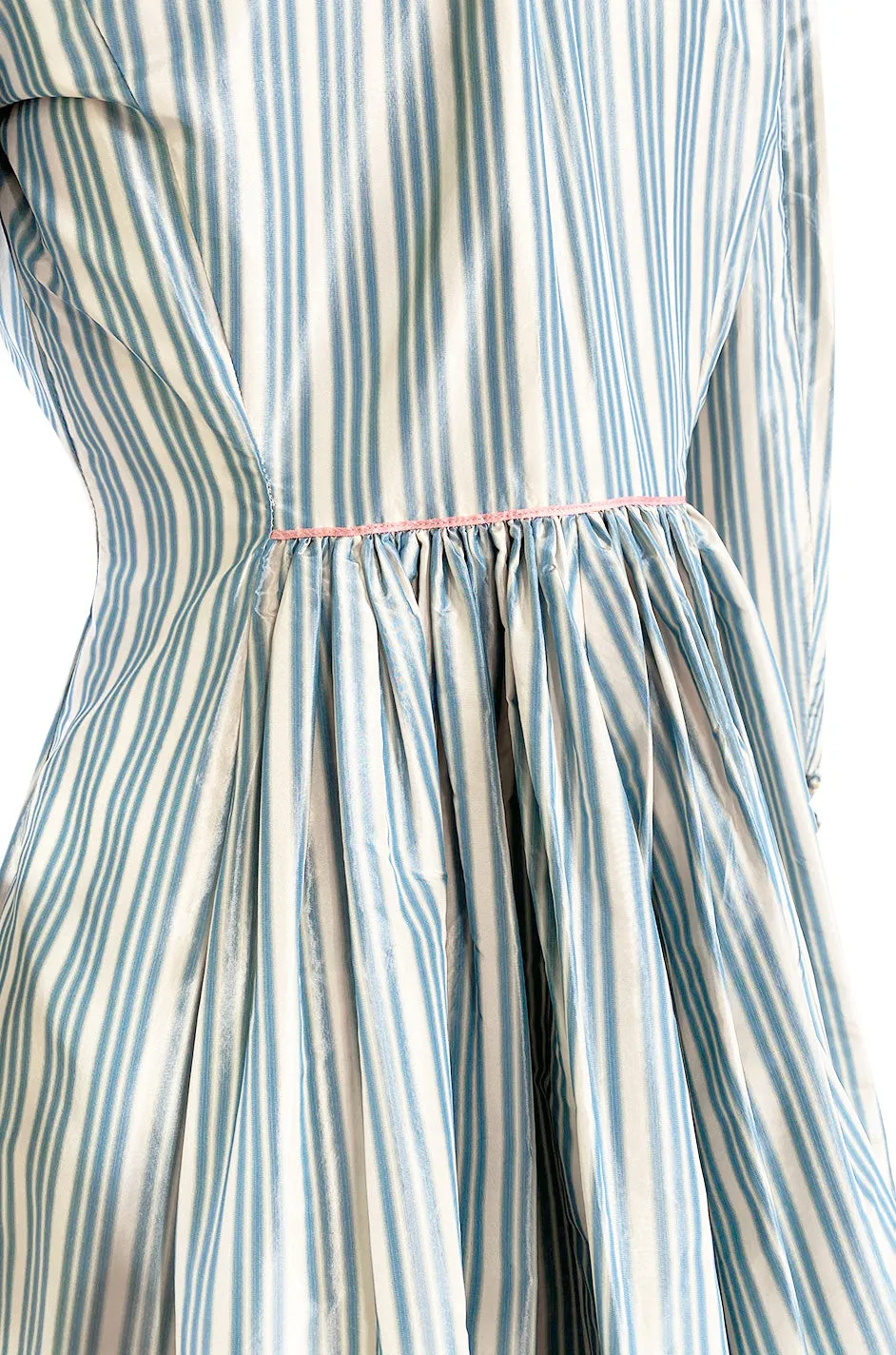 1998 Balmain by Oscar de la Renta Haute Couture Striped Silk Evening Coat Dress & Pant Set