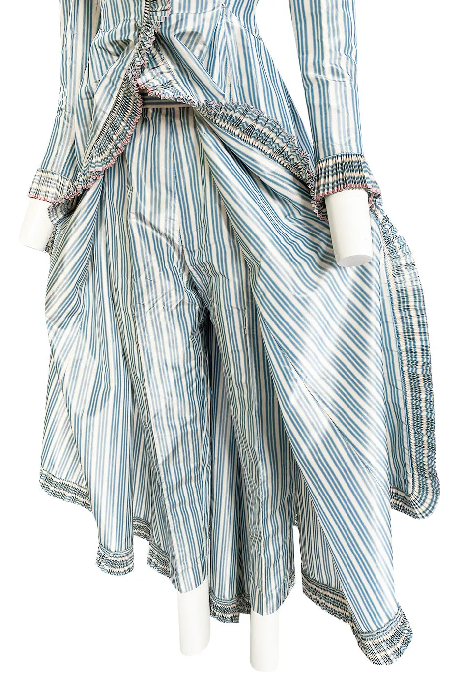 1998 Balmain by Oscar de la Renta Haute Couture Striped Silk Evening Coat Dress & Pant Set