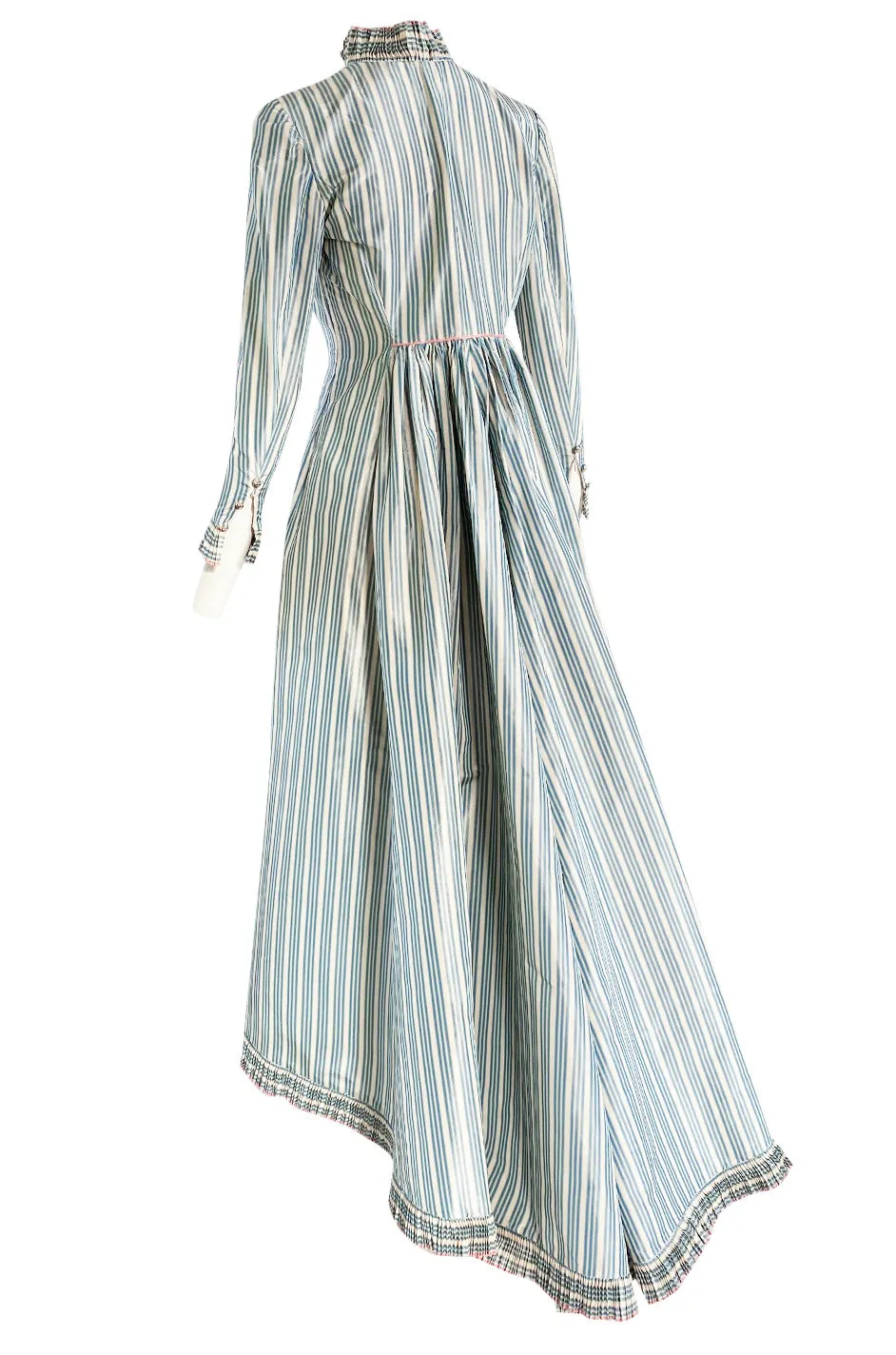 1998 Balmain by Oscar de la Renta Haute Couture Striped Silk Evening Coat Dress & Pant Set