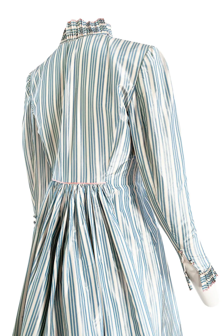 1998 Balmain by Oscar de la Renta Haute Couture Striped Silk Evening Coat Dress & Pant Set