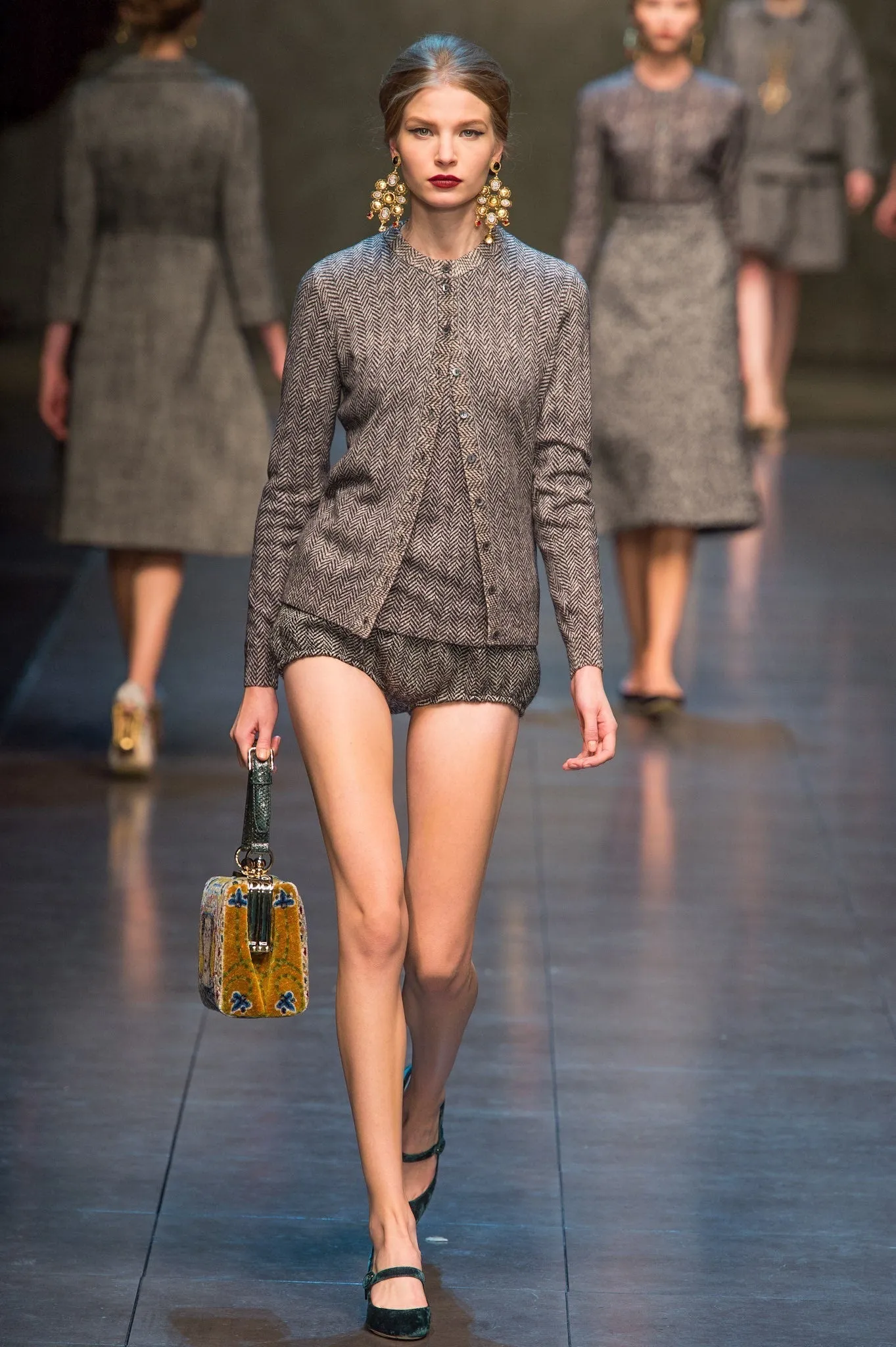 2013 Runway Dolce and Gabbana Monochrome Tweed Hotpants