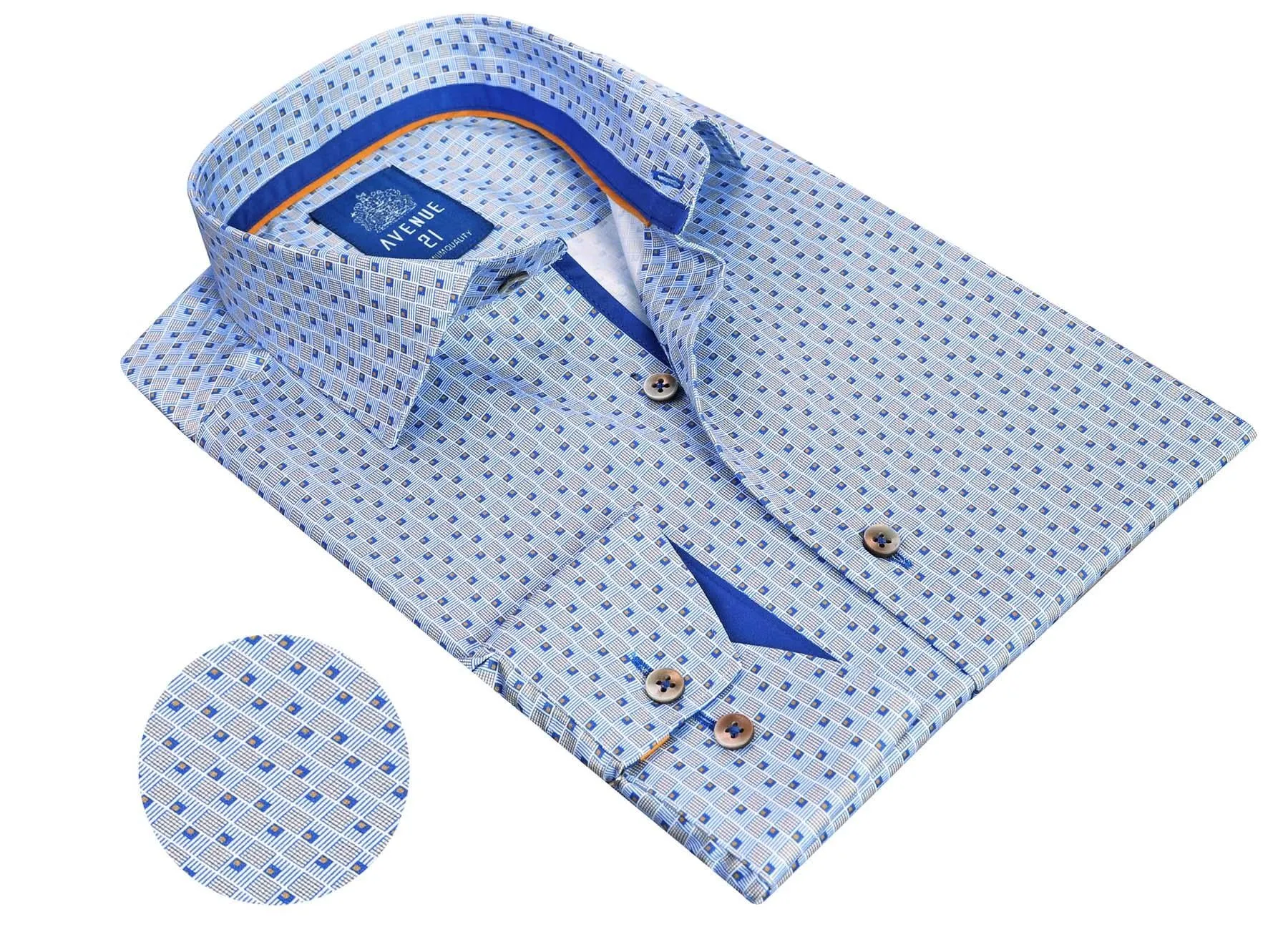 Avenue 21 Men's European Tailored Long Sleeve Dress Shirt | N04 Blue