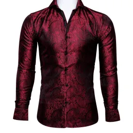 Black and Red Paisley Dress Shirt