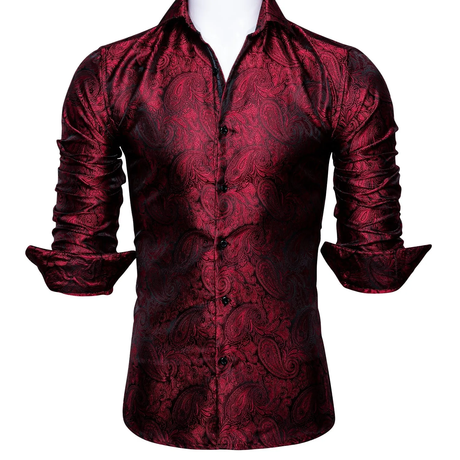 Black and Red Paisley Dress Shirt