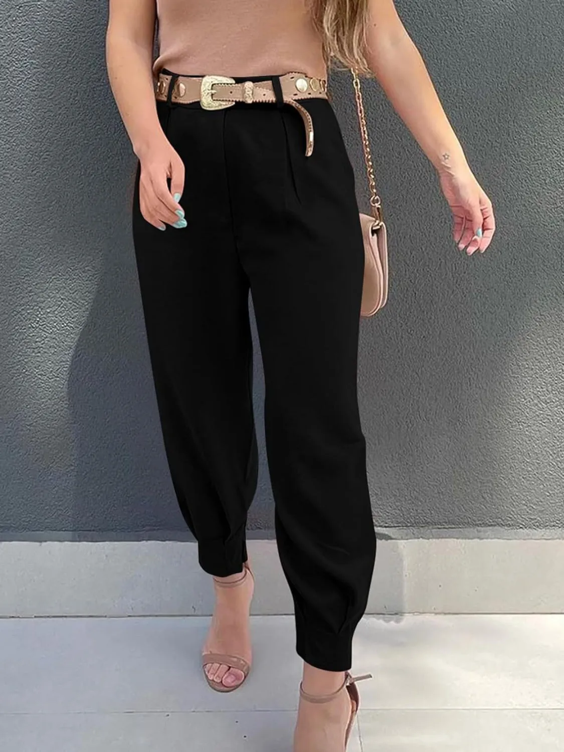 Black High Waist Cropped Pants