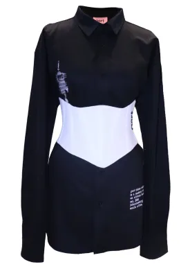 Black Oversized Gert Cotton Shirt (corset sold separately)