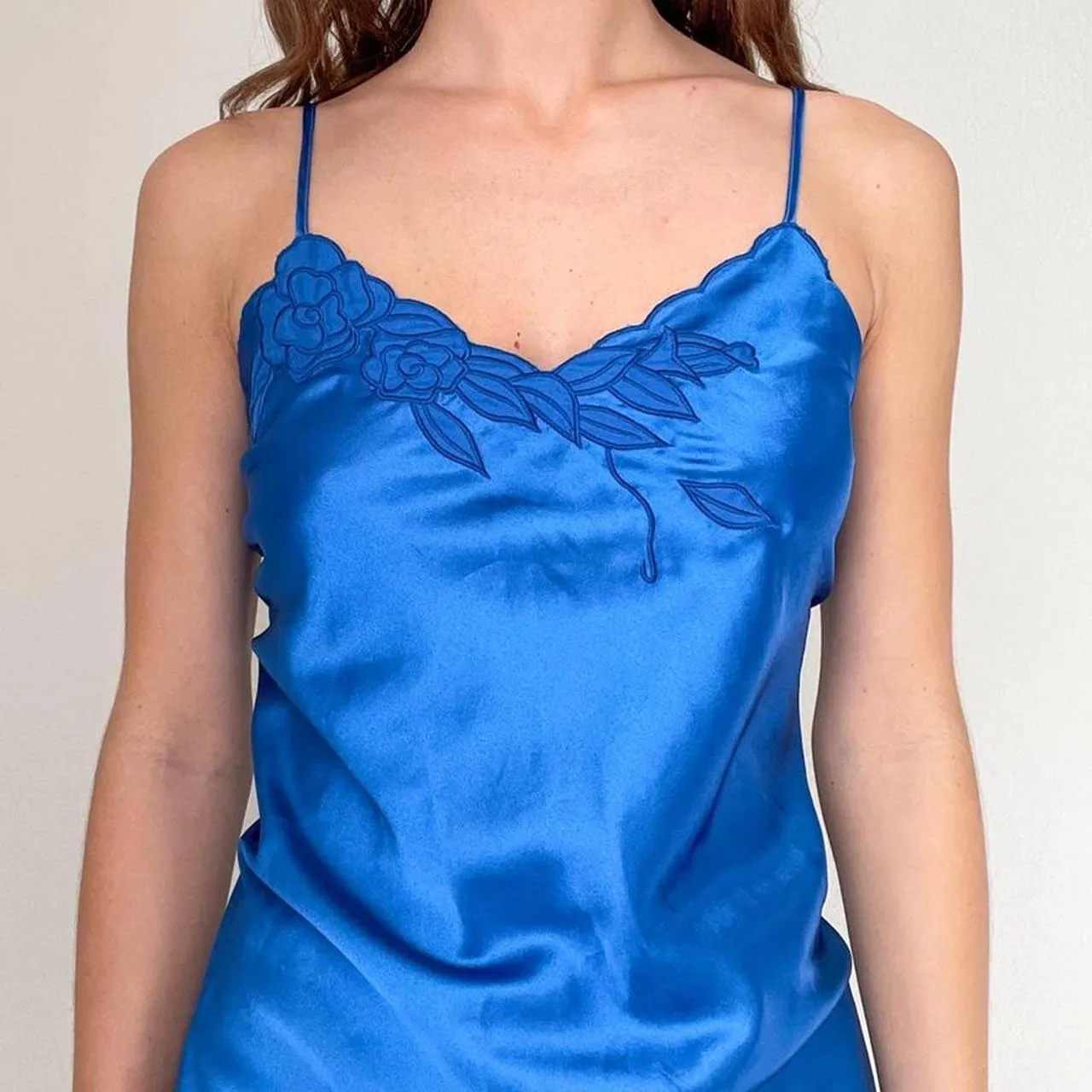 Blue Satin Slip Dress