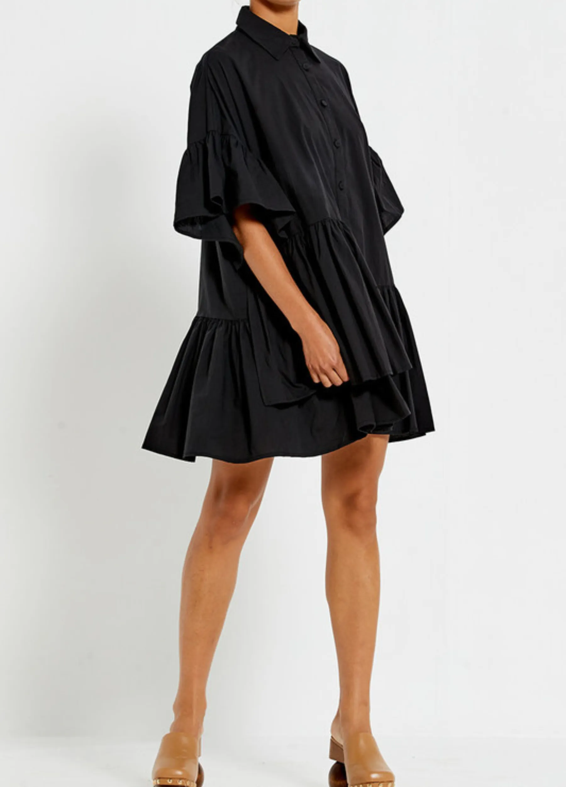 Bohemian Traders - Mid Sleeve Genoa Mini Dress - Black