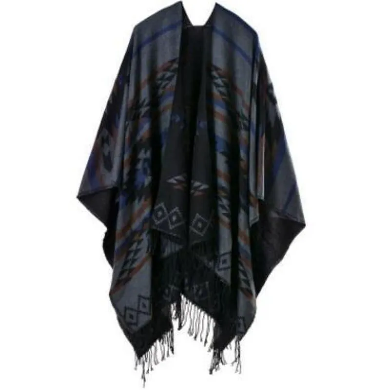 Bohemian Winter Poncho Ethnic Scarf