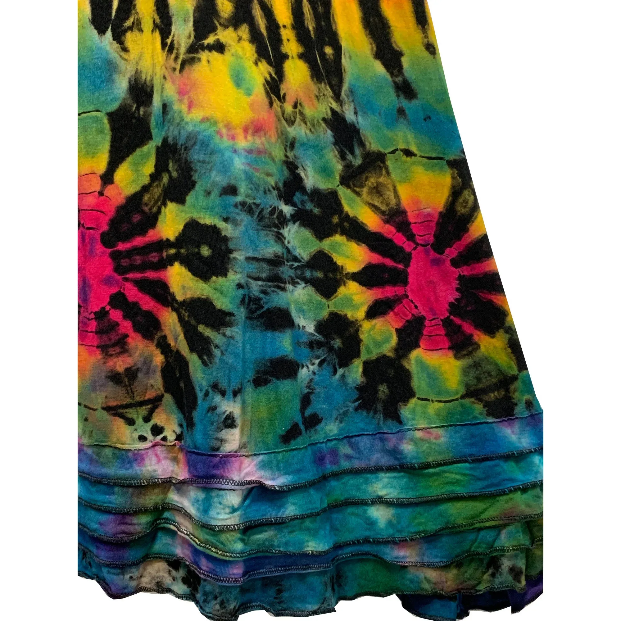 Boho Hand Tie-Dye Spandex Summer Cami Tank Tunic T-Shirt Swing Dress