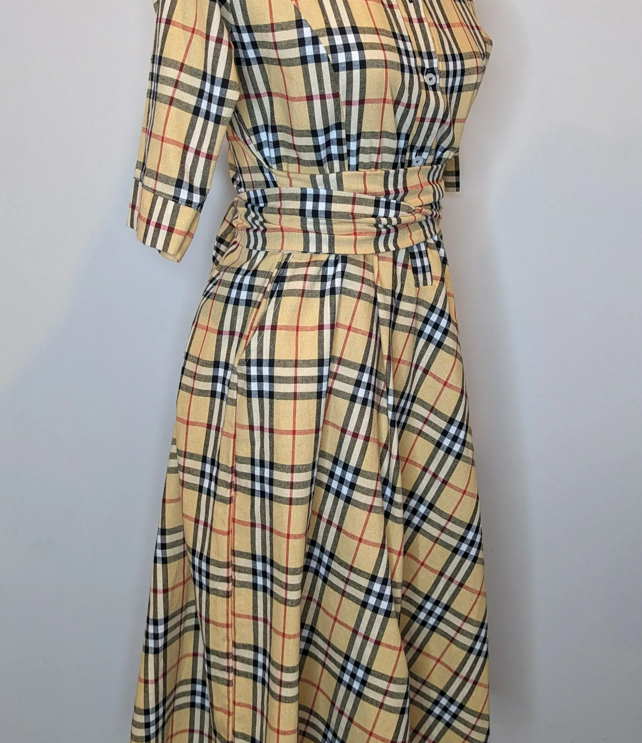 Burberry Look Check Tie Waist Shirt Dress