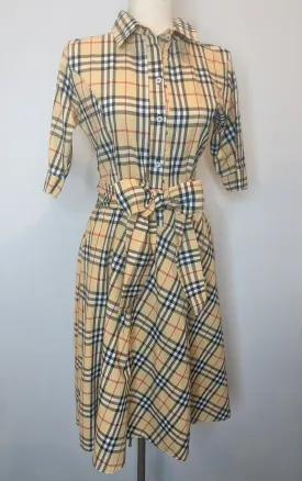 Burberry Look Check Tie Waist Shirt Dress