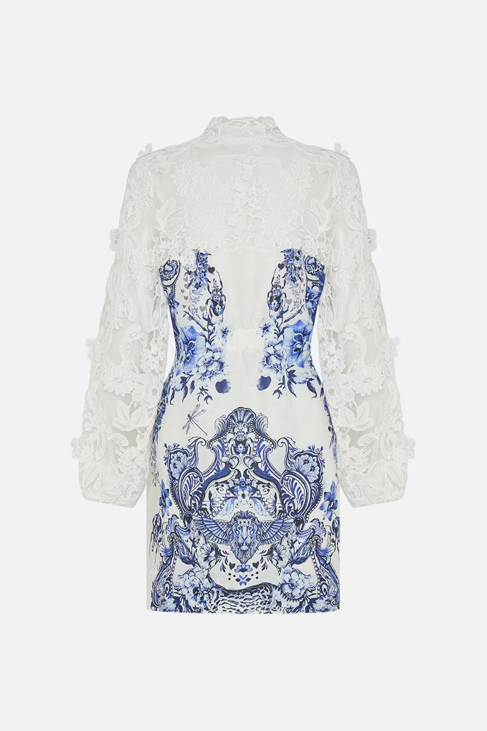 BUTTERFLY DETAIL LACE SLEEVE MINI DRESS GLAZE AND GRAZE