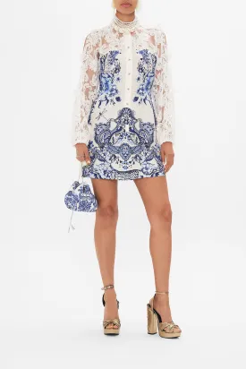 BUTTERFLY DETAIL LACE SLEEVE MINI DRESS GLAZE AND GRAZE