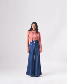 DEBBIE - KHADI DENIM BLUE WIDE PANTS