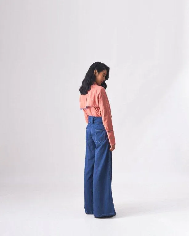 DEBBIE - KHADI DENIM BLUE WIDE PANTS