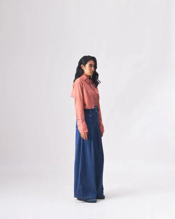 DEBBIE - KHADI DENIM BLUE WIDE PANTS