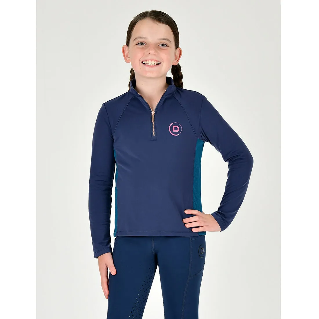 Dublin Kids Sadie Panel Detail Long Sleeve Riding Top