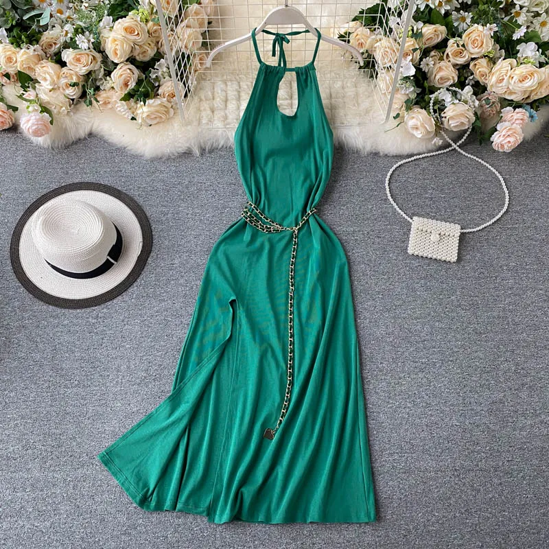 Elegant Chest-hollowed Halter Dress