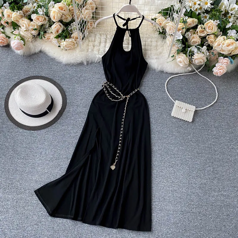 Elegant Chest-hollowed Halter Dress