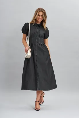 Elite Midi Shirt Dress In Black