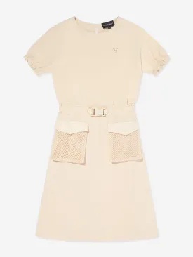 Emporio Armani Girls Pocket T-Shirt Dress in Beige