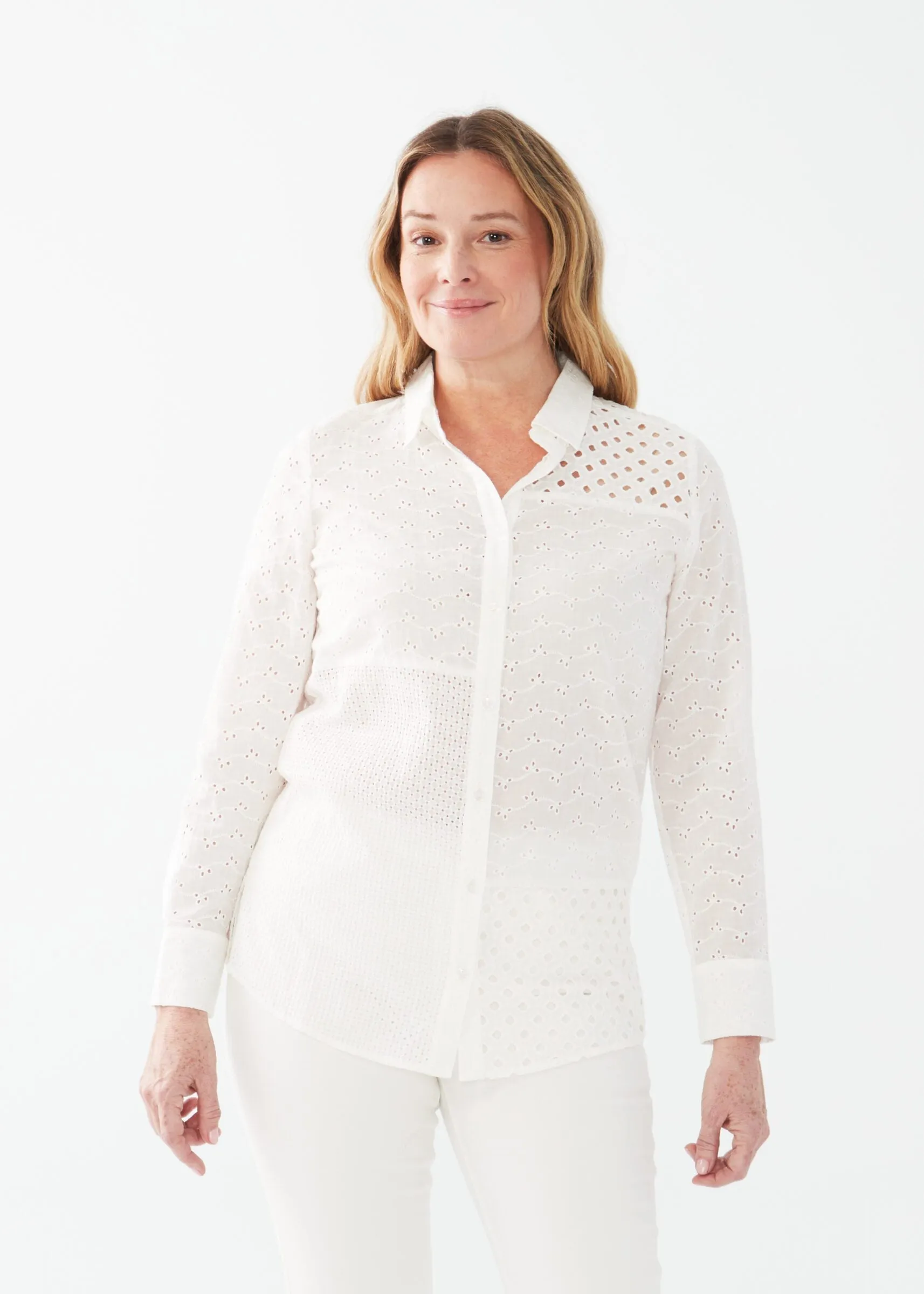 FDJ- Patchwork Eyelet White Tunic