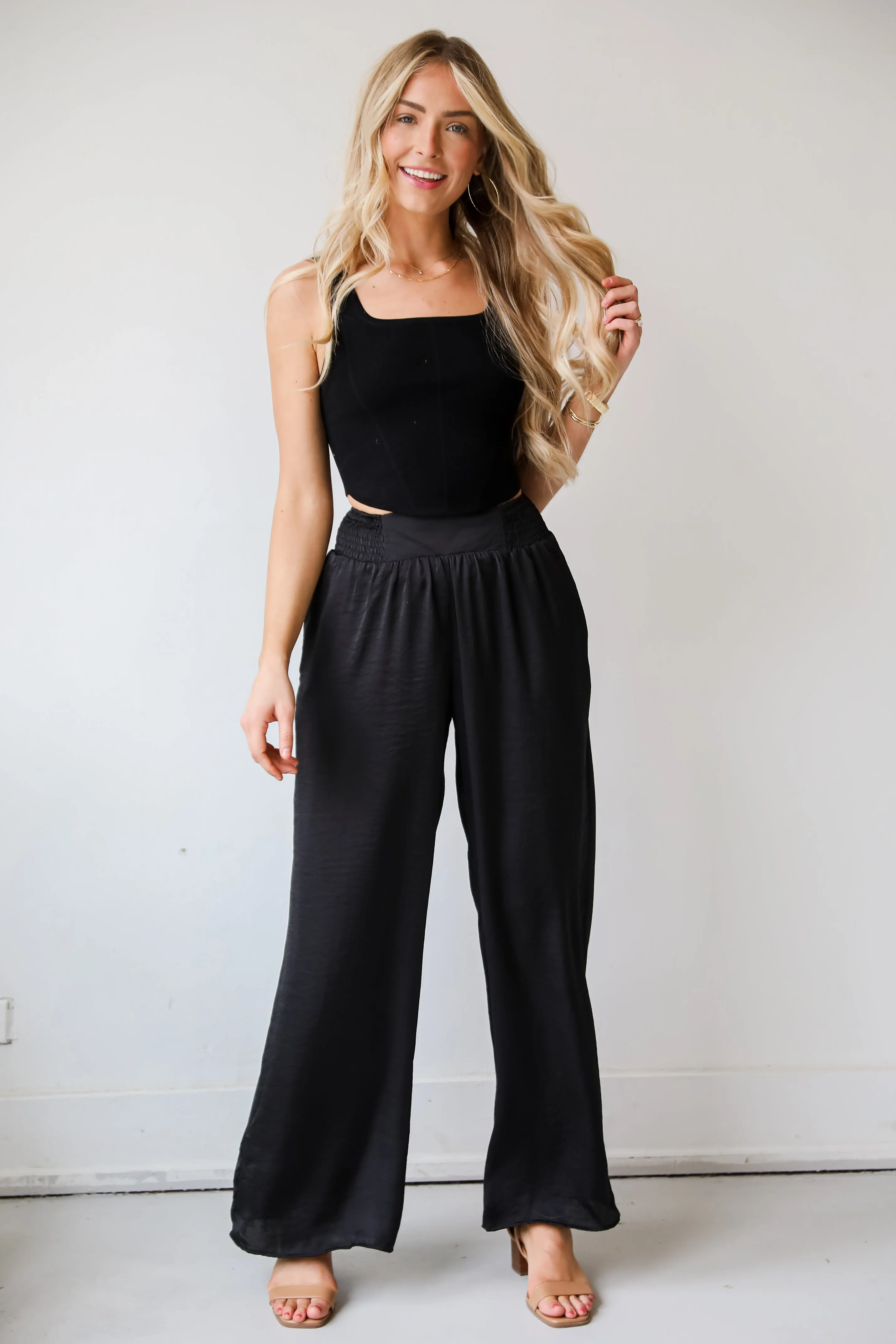 FINAL SALE - Rare Charm Satin Wide Leg Pants