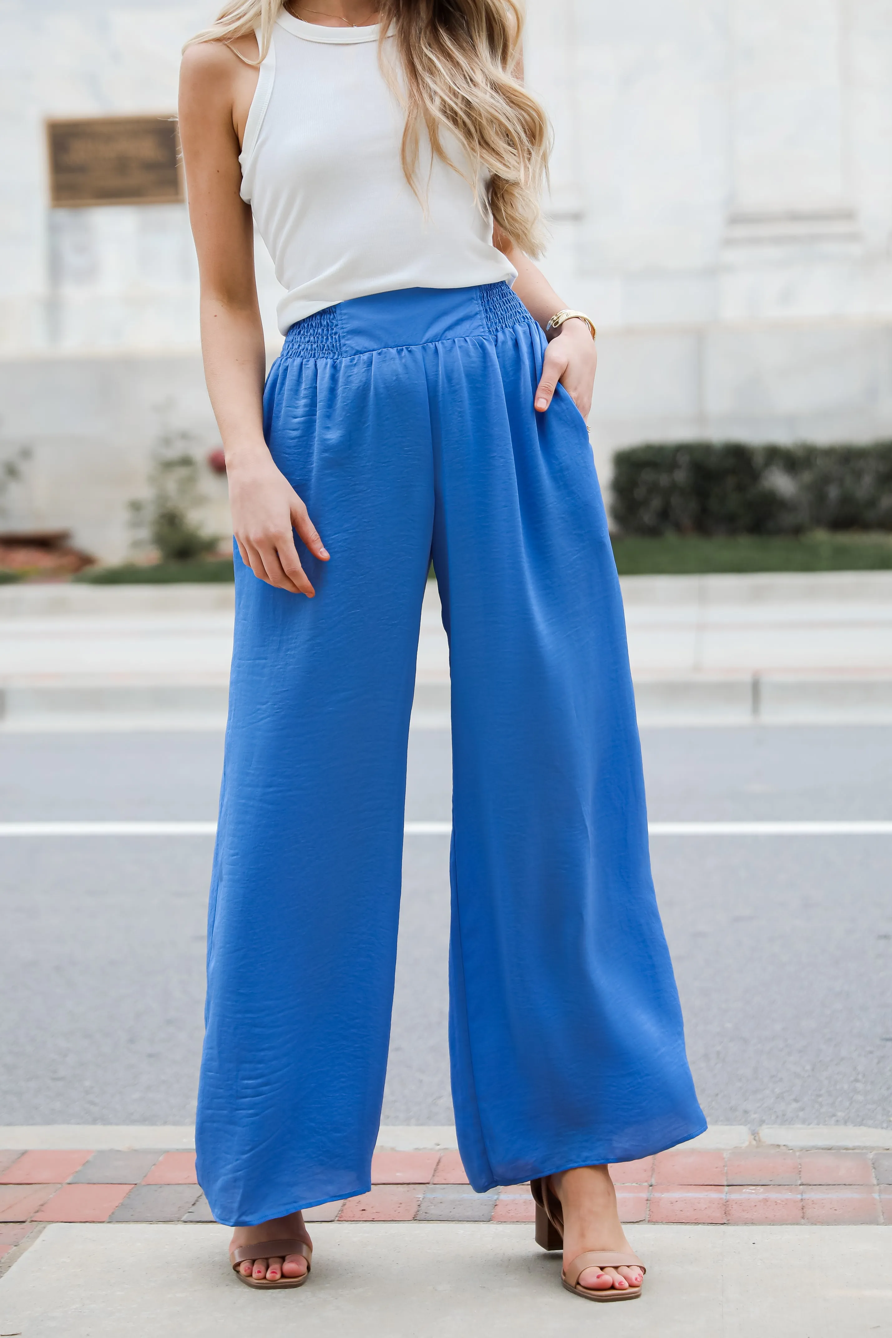 FINAL SALE - Rare Charm Satin Wide Leg Pants