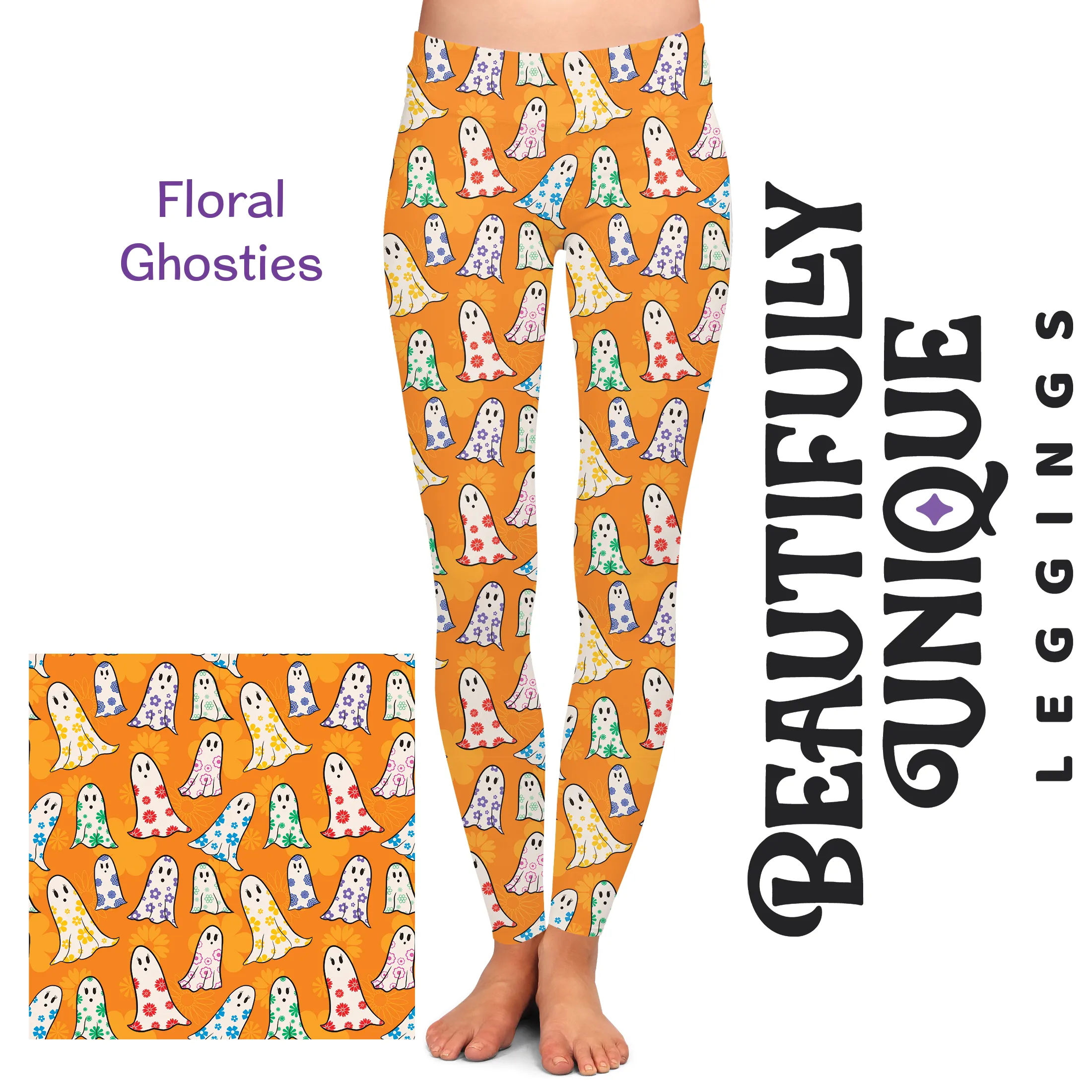 Floral Ghosties - High-quality Handcrafted Vibrant Leggings