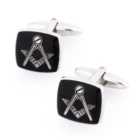 Freemason Masonic Black/Silver Cufflinks