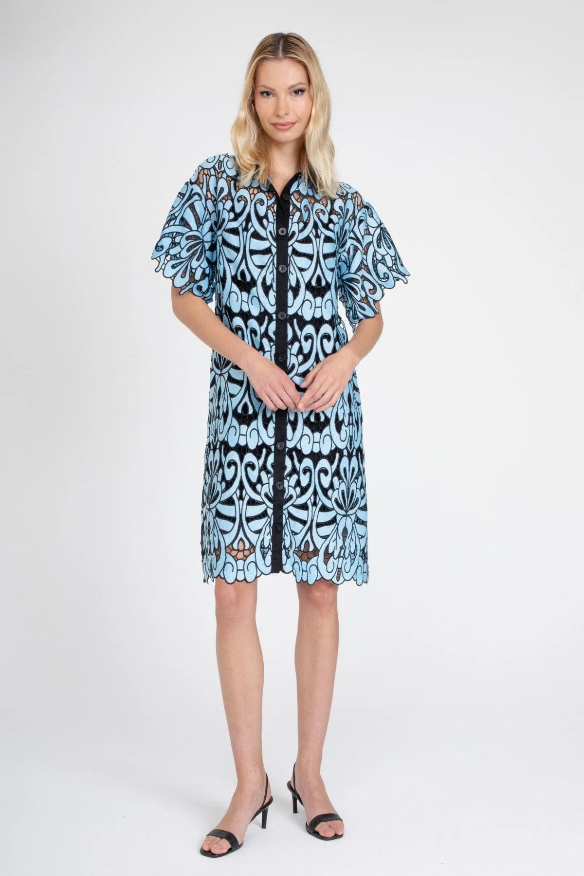 Gaia Shirt Dress – Blue Lace Hacienda