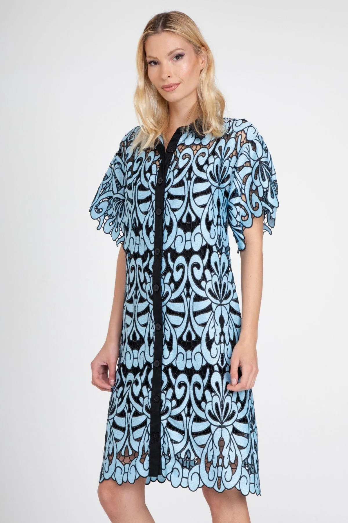 Gaia Shirt Dress – Blue Lace Hacienda