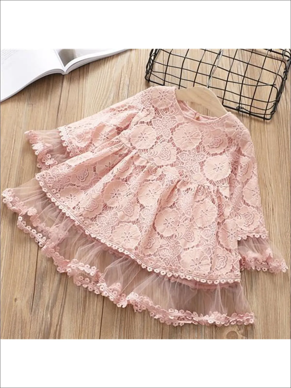 Girls Lacey Bohemian Bell Sleeve Dress