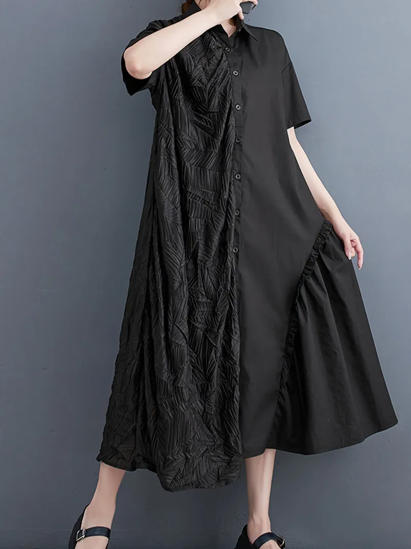 Giving Love Ruffled A-Line Shirt  Dress