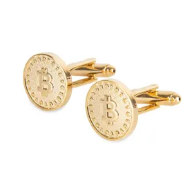 Gold Bitcoin Crypto Cufflinks