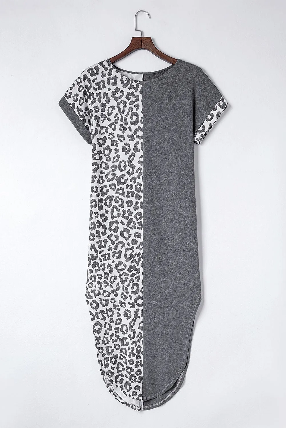 Gray Leopard T-shirt Dress