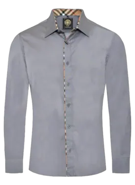 Grey Men's Casual Plaid Button Down Shirt Long Sleeves Regular-Fit Style No-1877