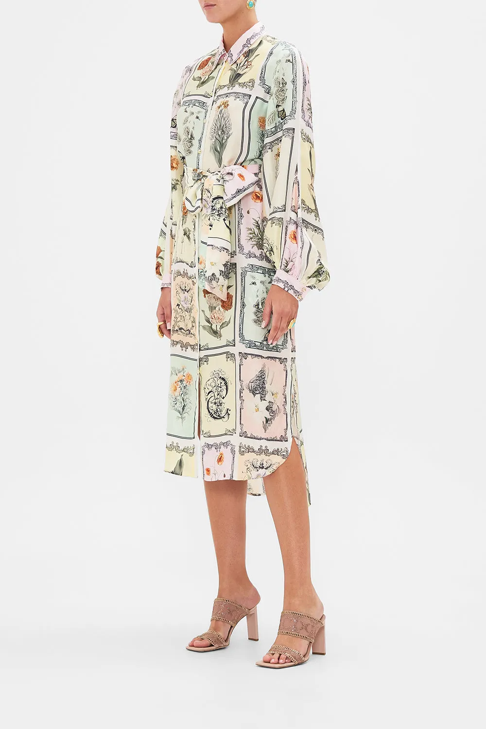 HIGH LOW MIDI SHIRT DRESS LONG LIVE LETTERPRESS