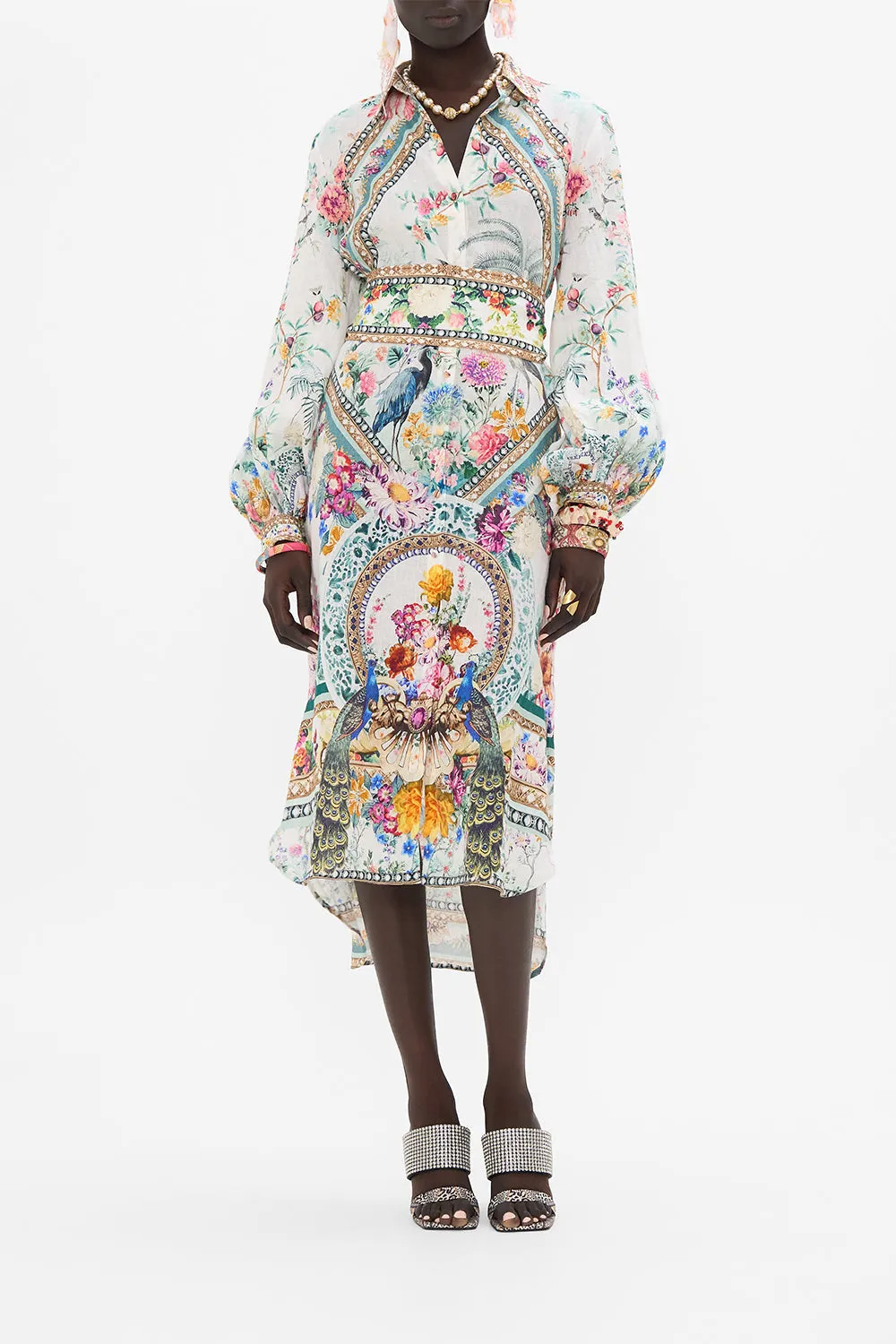 HIGH LOW MIDI SHIRT DRESS PLUMES AND PARTERRES