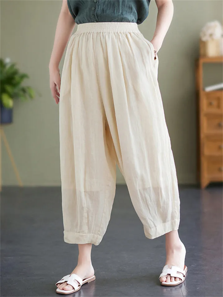 High Waist Thin Elastic Pants