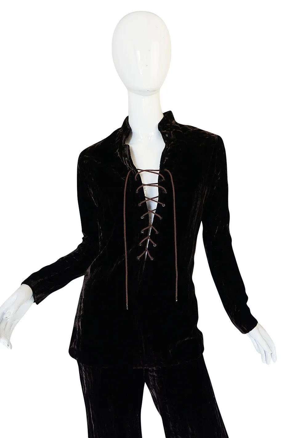 Important 1968-69 Yves Saint Laurent Chocolate Velvet Safari Suit