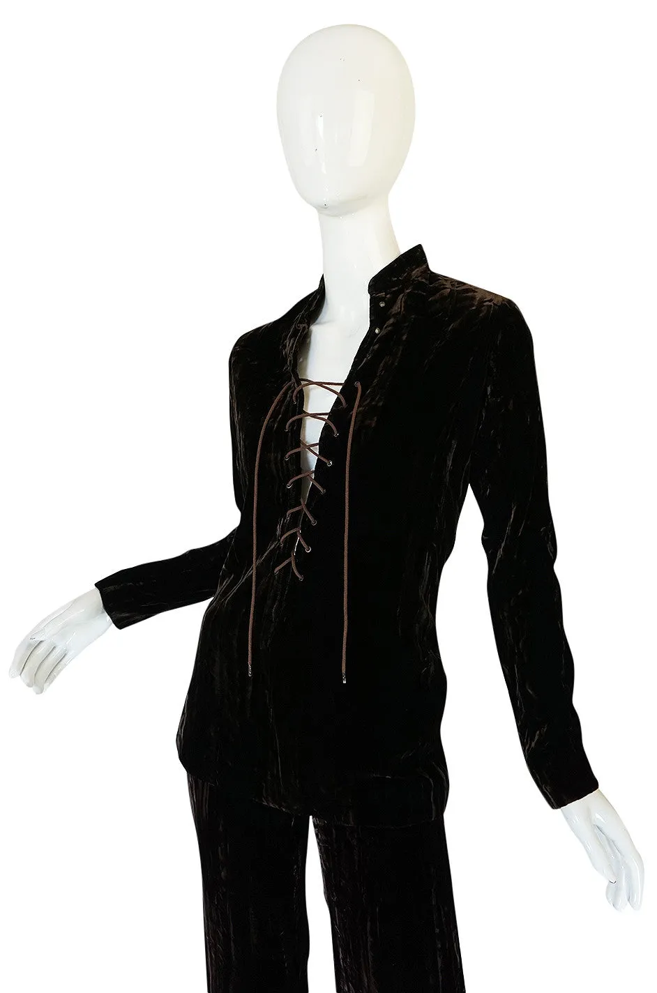 Important 1968-69 Yves Saint Laurent Chocolate Velvet Safari Suit