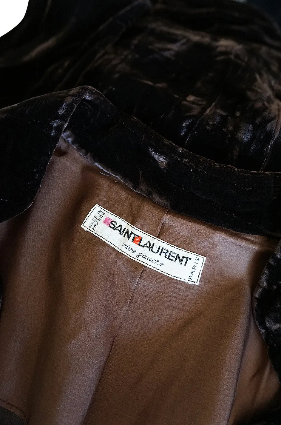 Important 1968-69 Yves Saint Laurent Chocolate Velvet Safari Suit