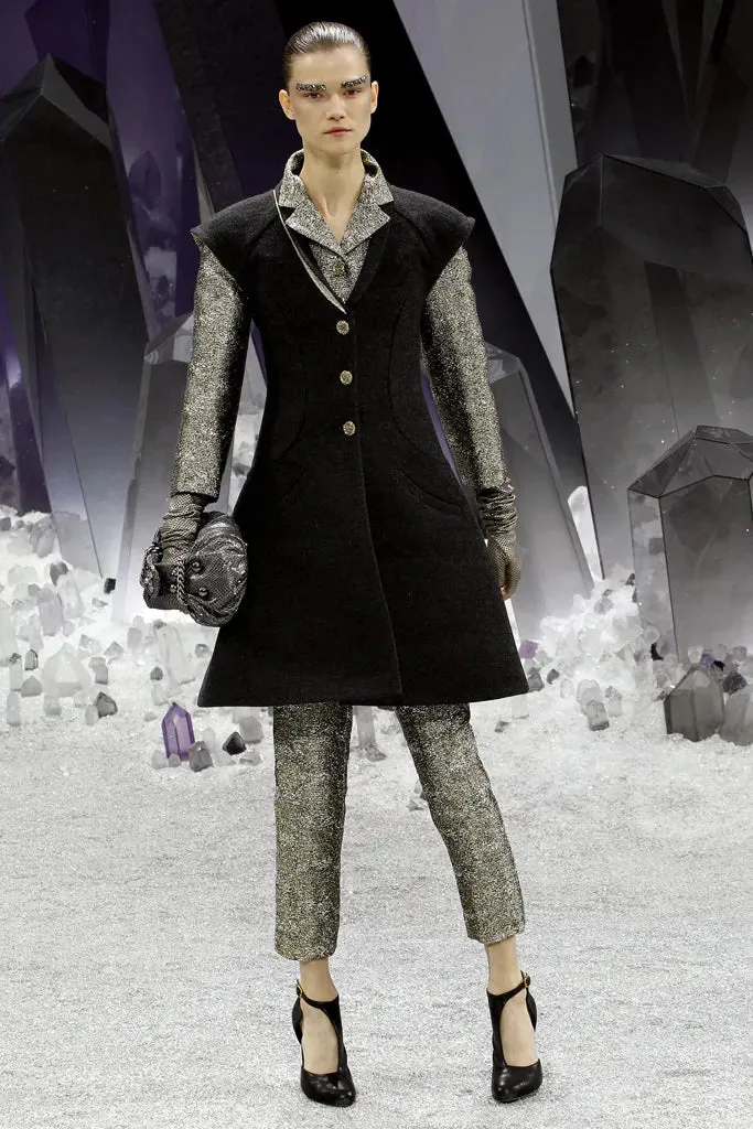 Incredible Fall 2012 Chanel by Karl Lagerfeld Runway Look 43/46 Metallic Gold & Silver Cropped Pants