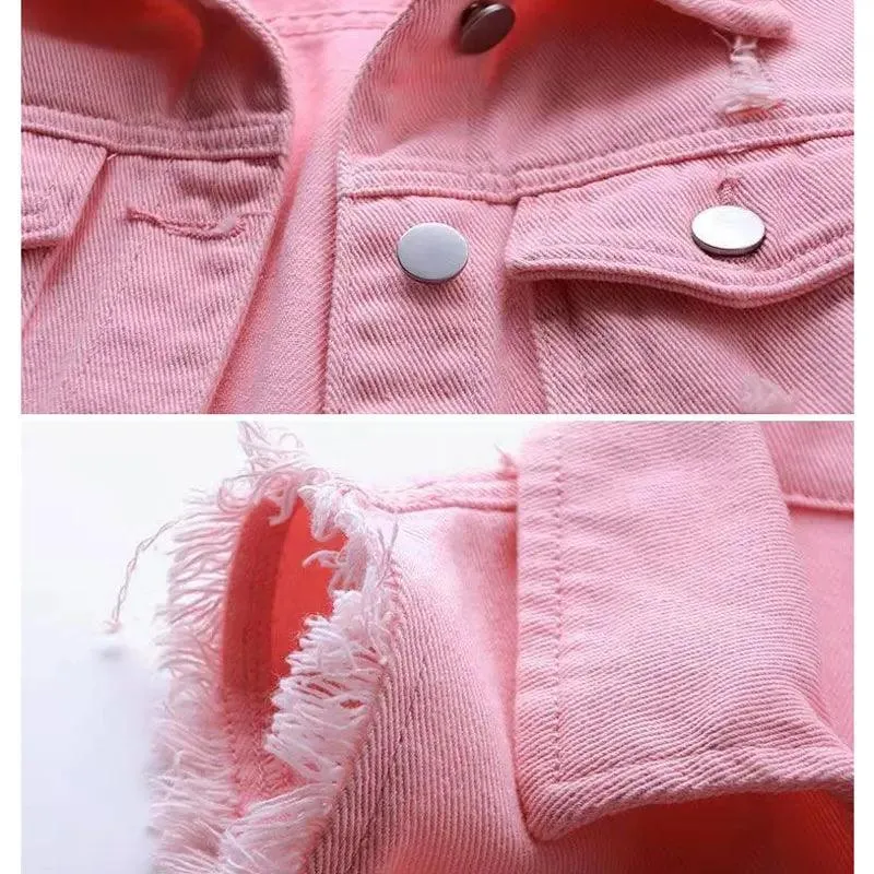 Korean Fashion Pink Denim Vests Women Casual Cowboy Sleevless Jackets Summer Jean Chalecos Mujer Oversize Short Waistcoat