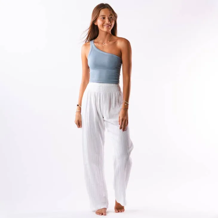 LOTUS AND LUNA WIDE LEG COTTON PANTS WHITE