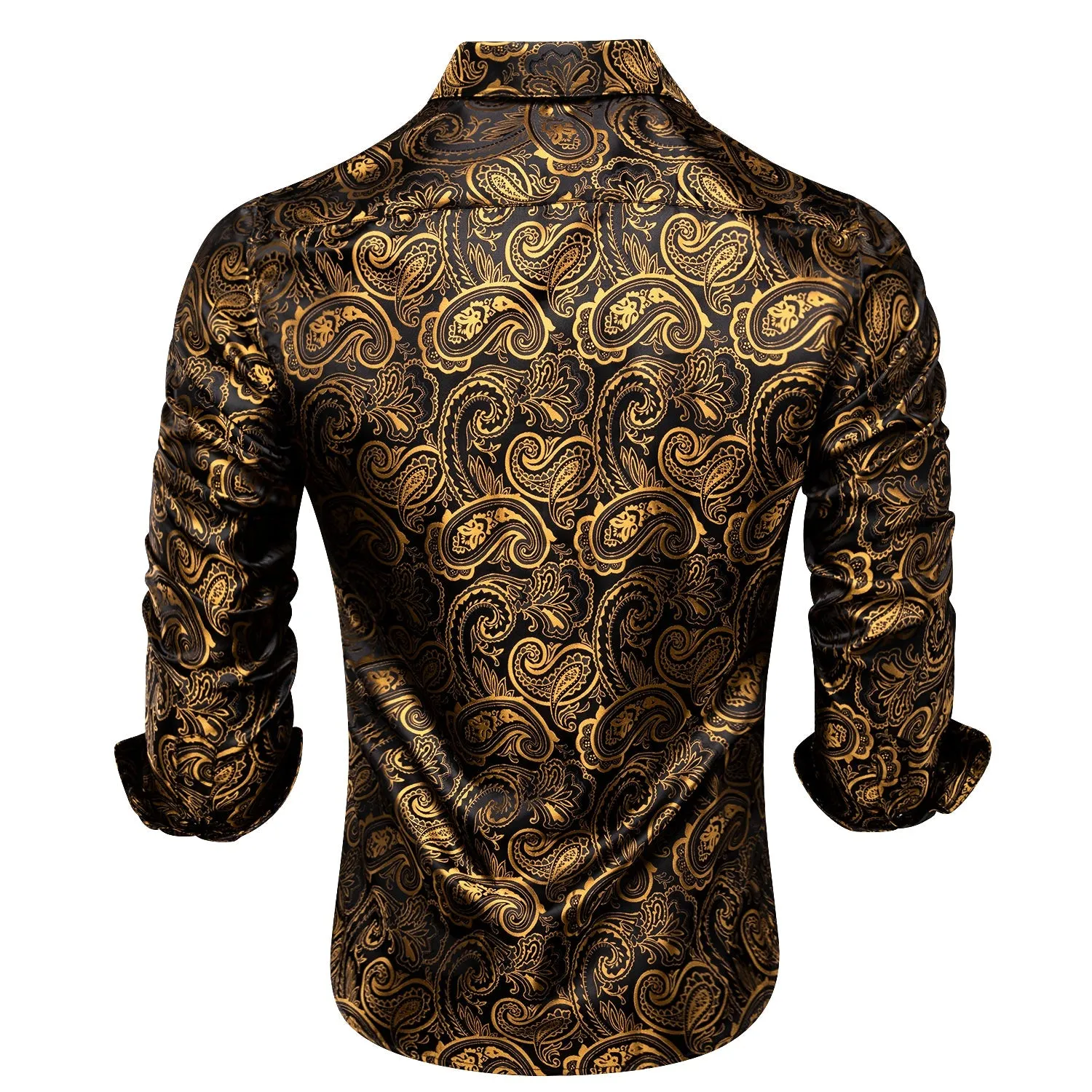 Luxury Gold and Black Silk Dress Shirt