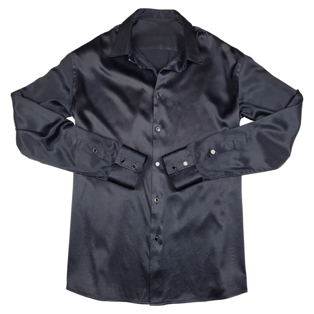 Men's Black Silk Shirt